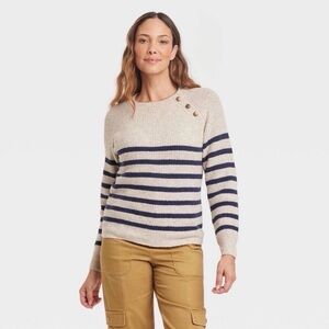Knox Rose Cream and Navy Striped Sweater